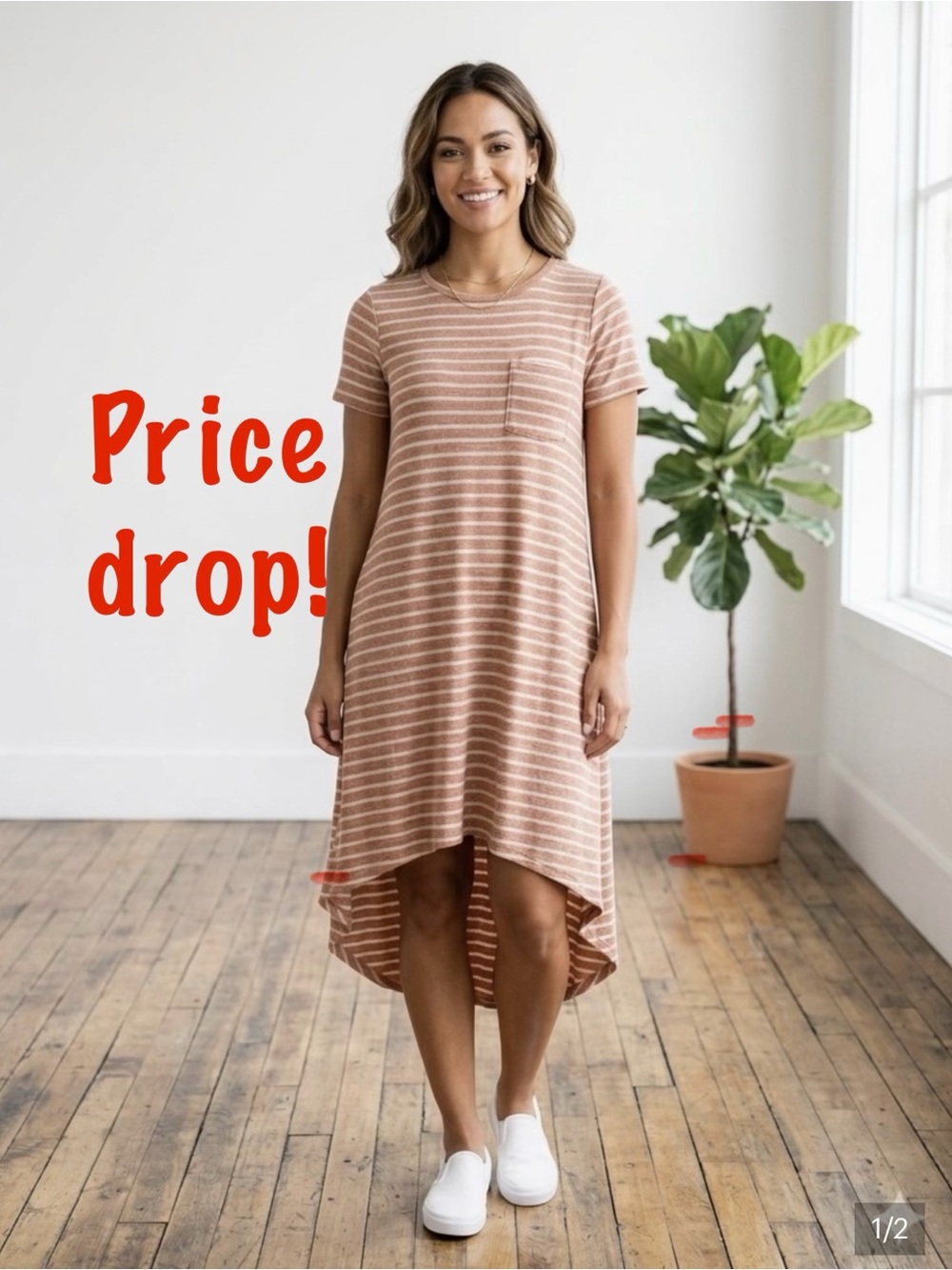 🧡 LuLaRoe Carly Dress | XXS | Rust Orange & White Stripes | Cozy Chic 🧡